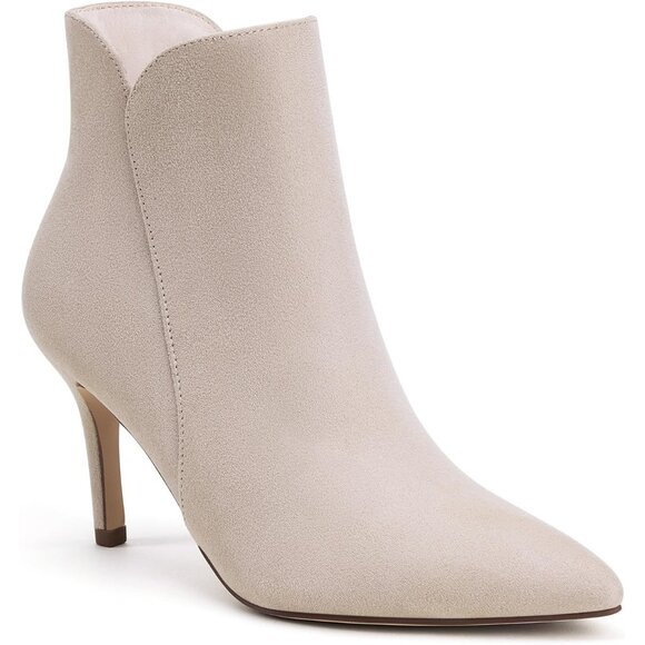 ⚡Women's Beige Chic Heeled Ankle Boots Sexy Pointed Toe 3 Inch High Heel Fashion - Picture 5 of 9